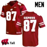 Men's Wisconsin Badgers NCAA #87 Quintez Cephus Red Authentic Under Armour Big & Tall Stitched College Football Jersey WO31A56GR